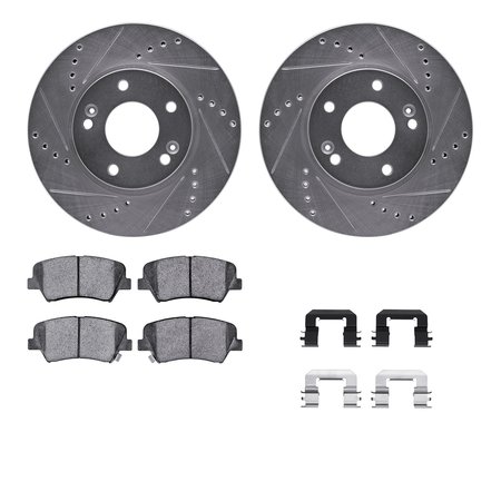 DYNAMIC FRICTION CO 7312-03069, Rotors-Drilled, Slotted-SLV w/3000 Series Ceramic Brake Pads incl. Hardware, Zinc Coat 7312-03069